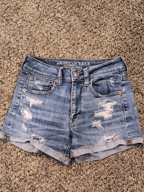 American Eagle Outfitters Light Blue Distressed Denim Shorts